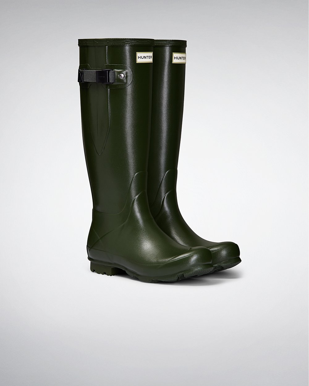 Galochas Altas Hunter Feminina Verdes - Norris Field Side Adjustable - 76FQBNYKR